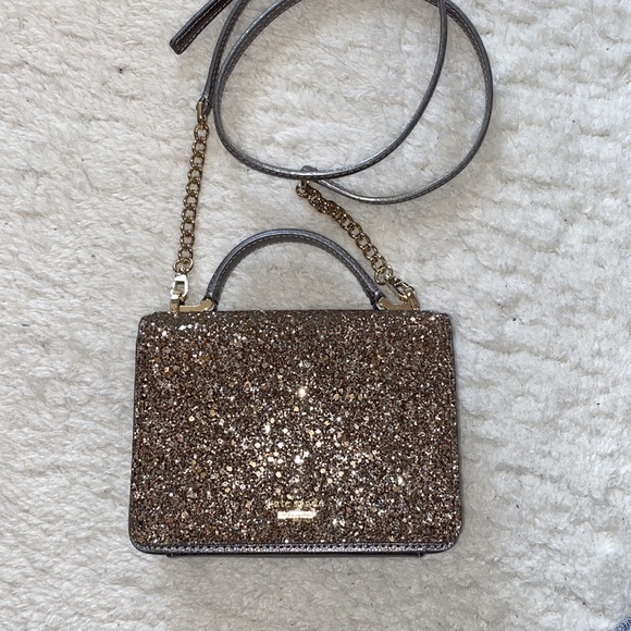 kate spade Handbags - BNWT Kate Spade Mini Grey Metallic Laurel Way Glitter Maisie Box Purse